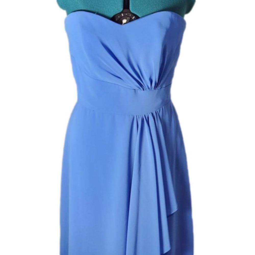 195. After Six Royal Blue Short Strapless Chiffon Prom Dress sz 8
